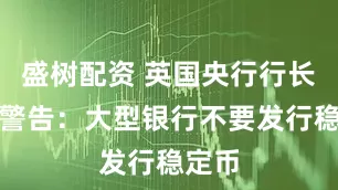 盛树配资 英国央行行长贝利警告：大型银行不要发行稳定币